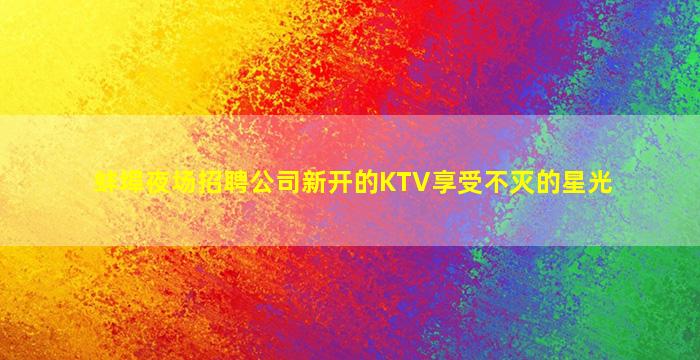 蚌埠夜场招聘公司新开的KTV享受不灭的星光